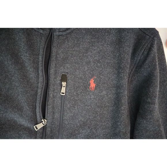 Polo Ralph Lauren Men's Sz L Navy Heather L/S Full Zip Fleece Jacket $168 - Picture 5 of 12